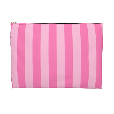 Striped Pink Initial Monogram Accessory Pouch Set