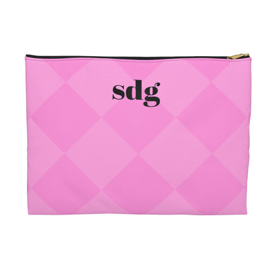 Pink Diamond Initial Monogram Accessory Pouch Set