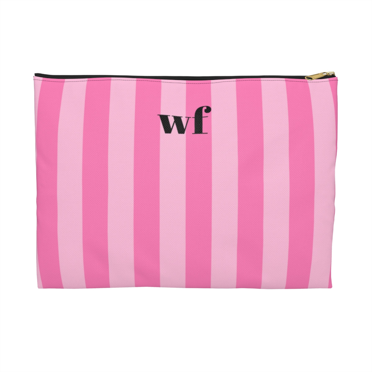 Striped Pink Initial Monogram Accessory Pouch Set