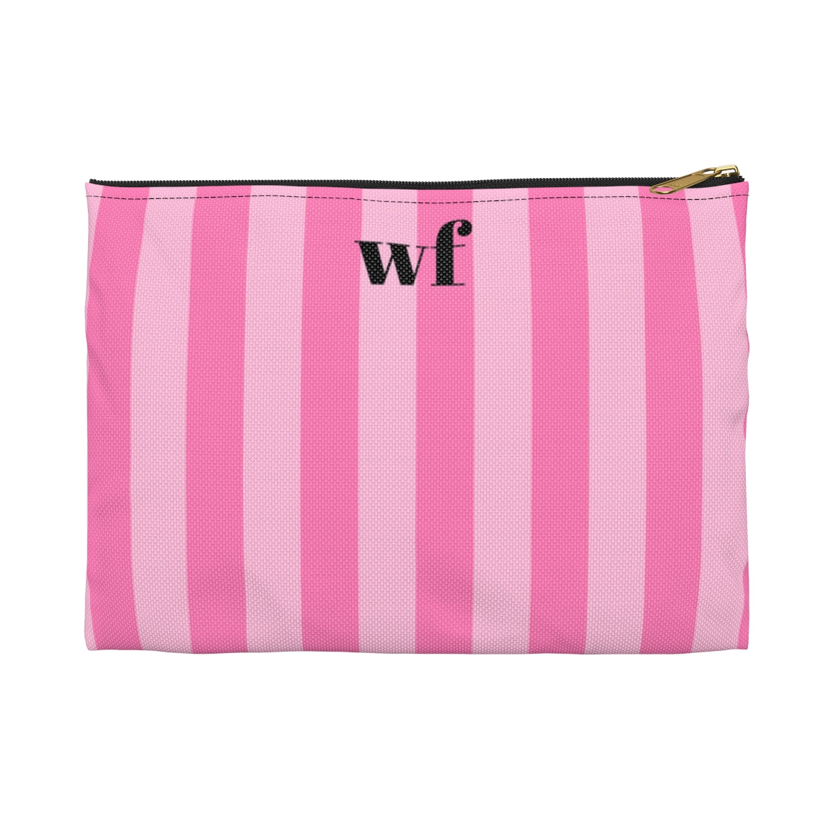 Striped Pink Initial Monogram Accessory Pouch Set