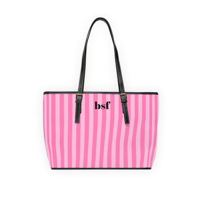 Monogram Tote Bag (pink stripe)