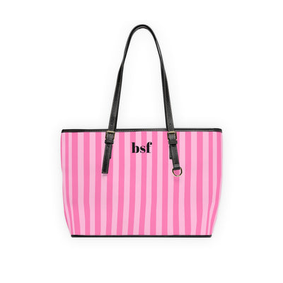 Monogram Tote Bag (pink stripe)