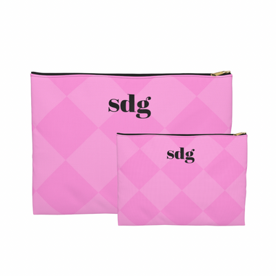 Pink Diamond Initial Monogram Accessory Pouch Set