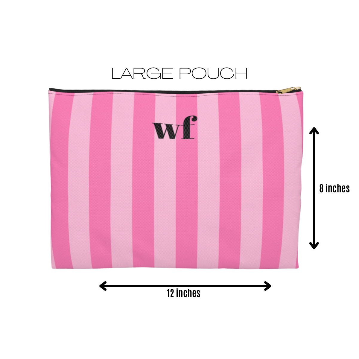 Striped Pink Initial Monogram Accessory Pouch Set