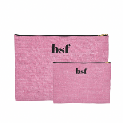 Pink Heather Initial Monogram Accessory Pouch Set